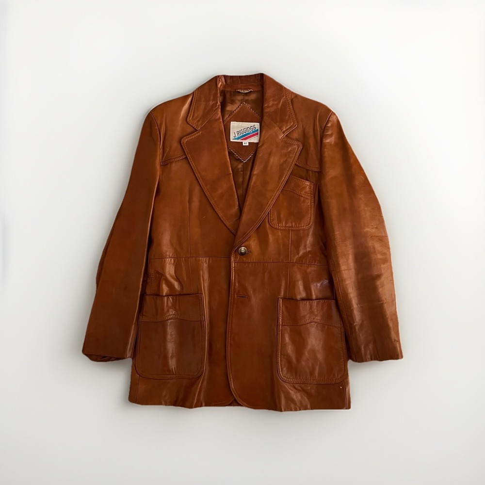J. Riggings ''Vintage Gold'' Leather Blazer Jacket Coat, Mens Sz 42